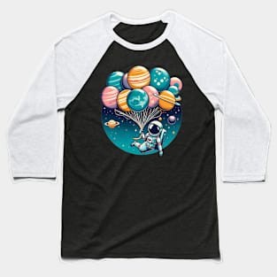 Funny Astronaut Space Balloon Planet Solar System Design Baseball T-Shirt